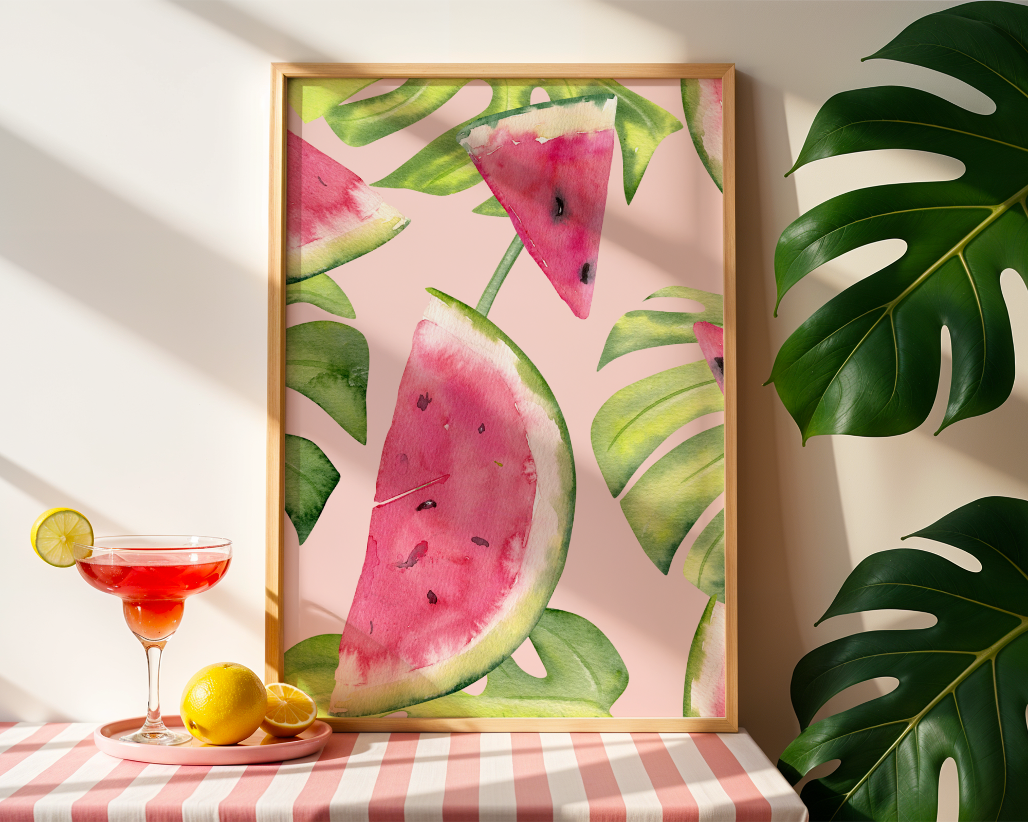 Watermelon & Tropical Leaves