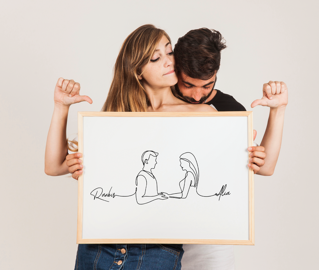 Personalised Line Art  | Being With You Is My Happy Place