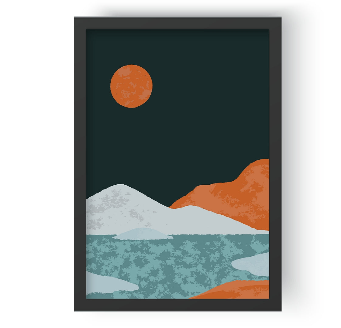 Red Moon over Ice Lake