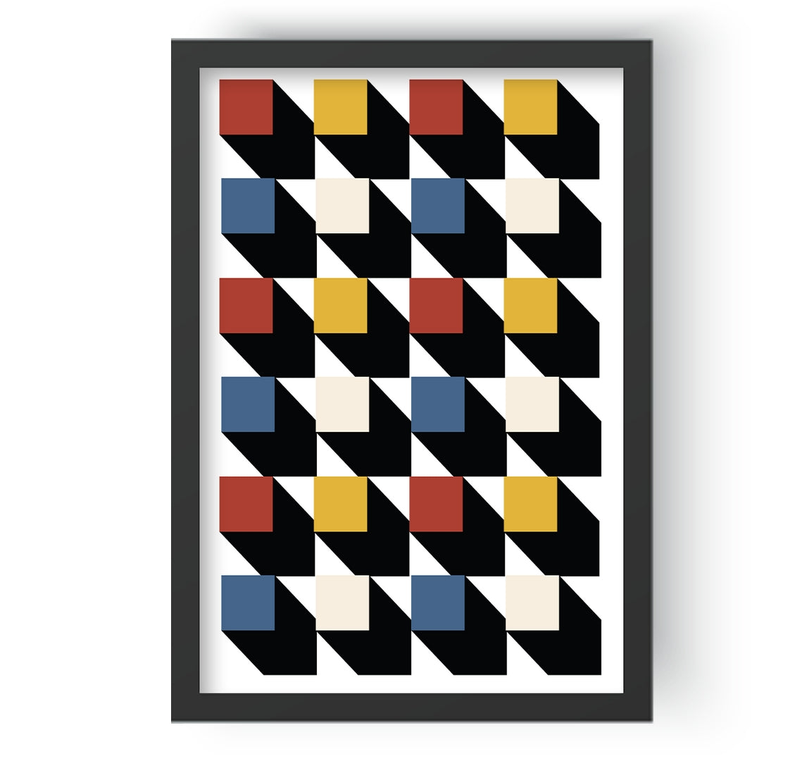 3D Boxes Multicolor Pattern