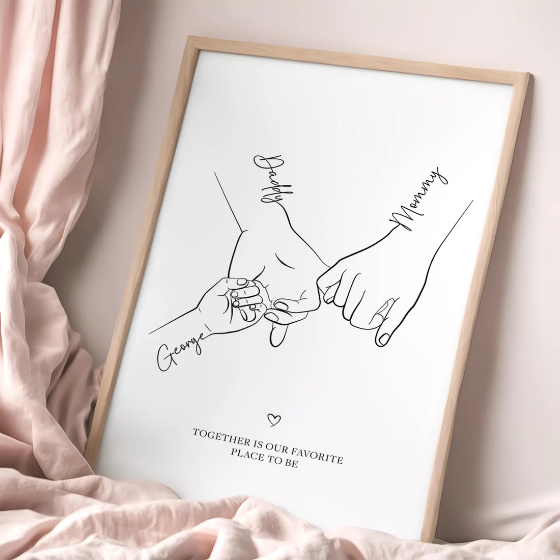 Custom Family Hands Print, Family of 3 Line Art