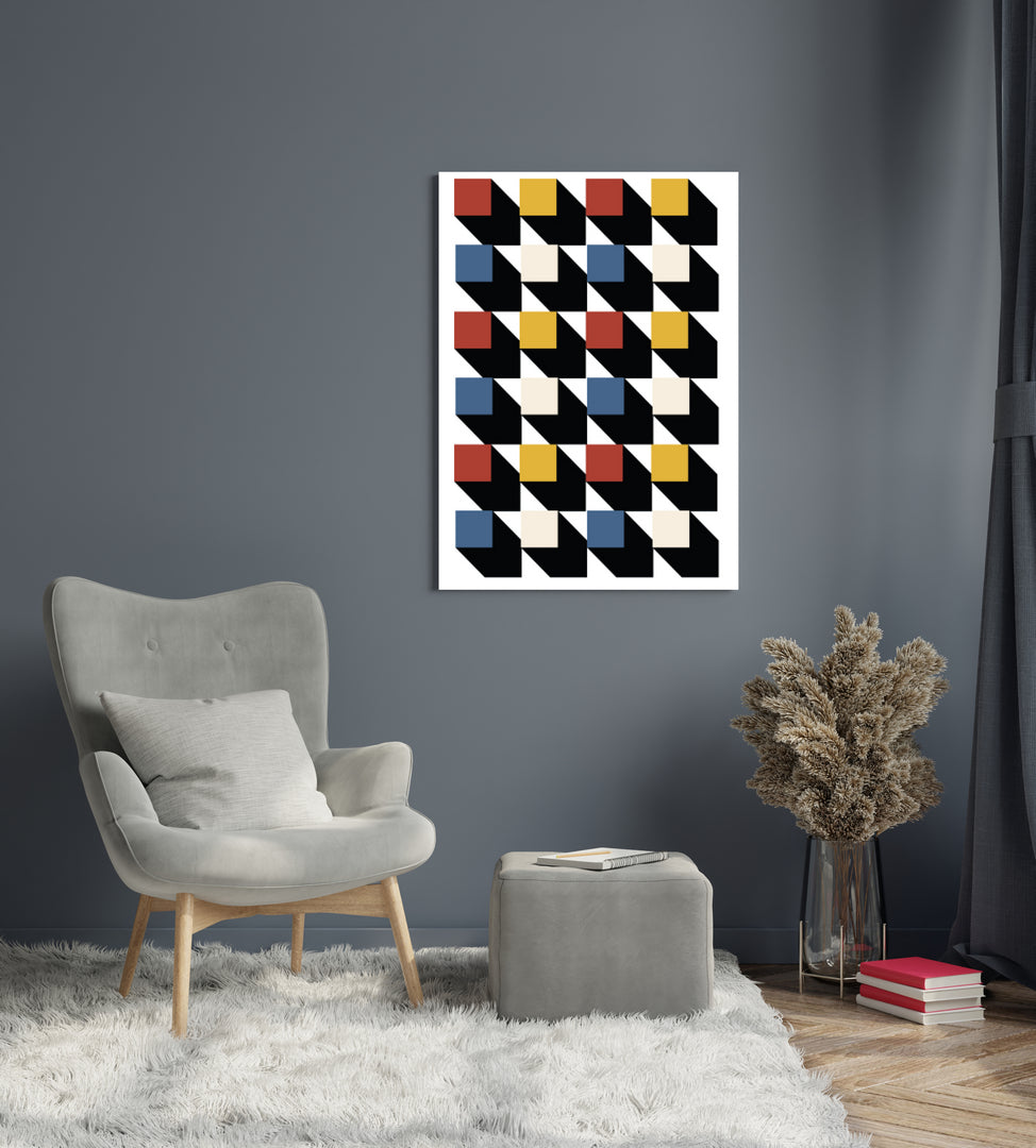 3D Boxes Multicolor Pattern