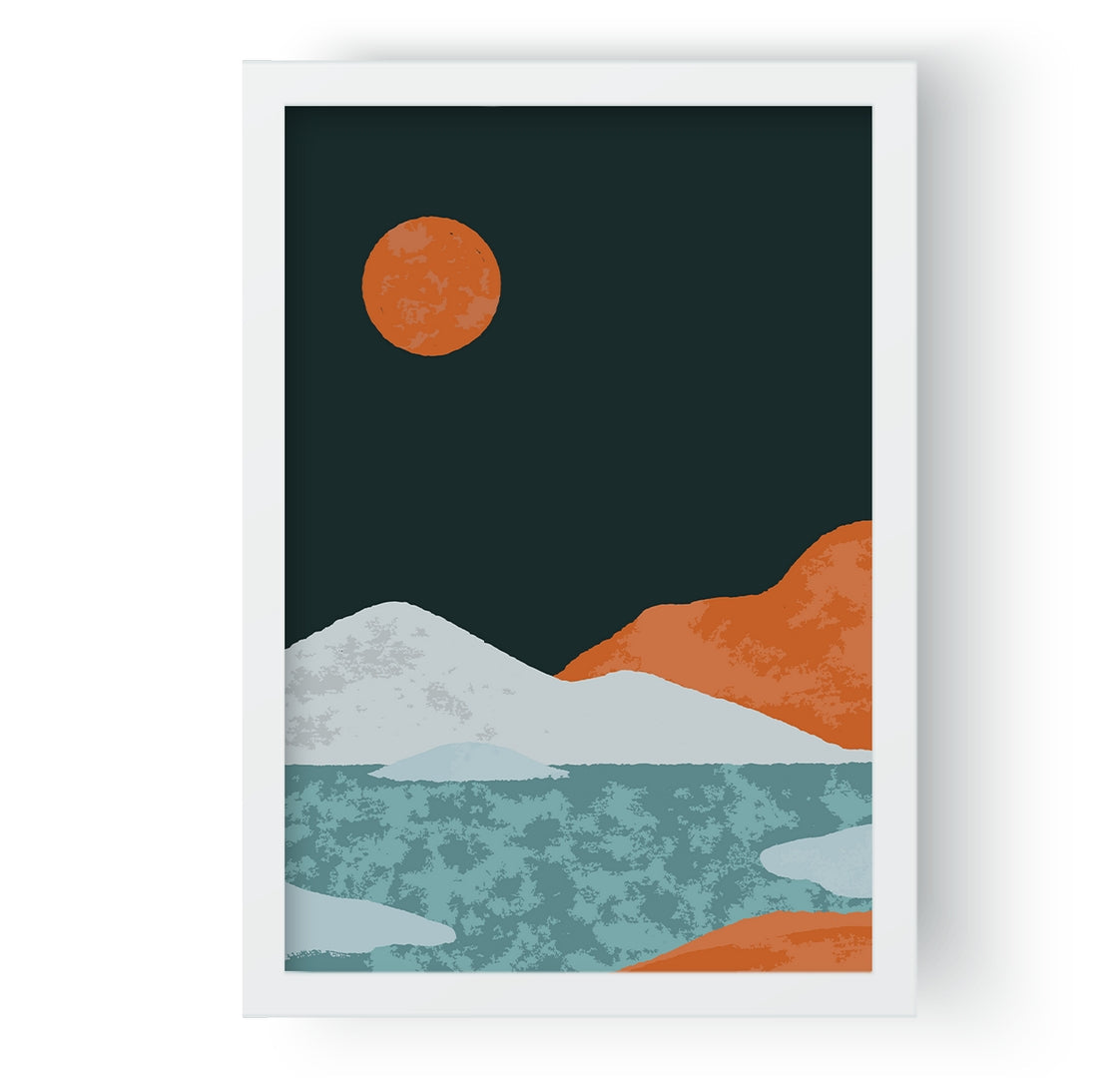 Red Moon over Ice Lake